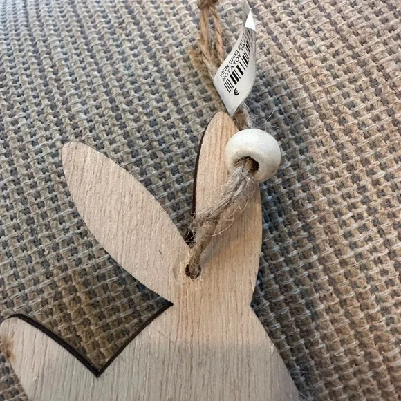 Handmade NEW Wooden Bunny Ornament with Wool Cloud - Picture 8 of 8